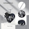 wholesale 925 Sterling Silver Heart Black Rose Bat Skull Pendant Necklace for Women Girls Gifts 45cm Chain Length-0-1