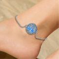 wholesale 925 Sterling Silver Ankle Anklet w/Abalone Shell & Blue Opal Crystals - Tree Of Life Design-0-11