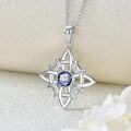 wholesale 925 Sterling Silver Witches Knot Birthstone Necklace Wicca Moon Celtic Pendant-0-21