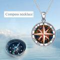 wholesale 925 Sterling Silver Opal Compass Pendant Necklace s for Women Girlfriends Wives Daughters-0-1