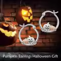 wholesale 925 Sterling Silver Halloween Hoops with Pumpkins and Jack-o'-Lanterns-0-1