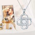 wholesale 925 Sterling Silver 925 Jewelry White Cubic Zirconia Love Knot Pendant Necklaces for Women-0-3