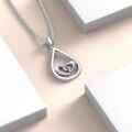wholesale 925 Sterling Silver Footprint Pendant Necklace with Pink Heart Mother's Day Gift for Mom Wife-0-4