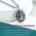 wholesale 925 Sterling Silver 925 Saint Christopher Protect Us Necklace with Abalone Shell & Chain for Men/Women-0-3