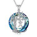 wholesale 925 Sterling Silver Blue Crystal Tree of Life Initial Necklace Family Letter Pendant Birthday Mother s Day Gifts for Her-0-12