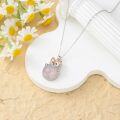 wholesale 925 Sterling Silver Rose Quartz Corgi Dog Pendant Necklace for Women-0-2