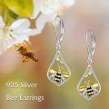 wholesale 925 Sterling Silver Honeycomb Bee Drop Earrings - Nature-Inspired Jewelry for Women-0-5