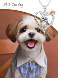 wholesale 925 Sterling Silver Heart-Shaped Pendant with Yorkshire Terrier and Paw Print Charm Necklace for Women's Gifts-0-5