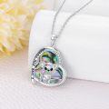 wholesale 925 Sterling Silver Heart Shaped Abalone Shell and Cubic Zirconia Chihuahua Pendant Necklace for Women Dog Lovers-0-3