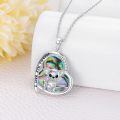 wholesale 925 Sterling Silver I Love You Forever Chihuahua Abalone Heart Pendant Necklace With Cubic Zirconia-0-3