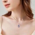 wholesale 925 Sterling Silver Blue Abalone Shell Lotus Pendant Necklace Yoga Gifts for Women-0-1