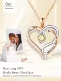 wholesale 925 Sterling Silver Snake Pendant Necklace with Birthstone for Women-0-5