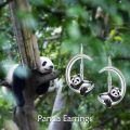 wholesale 925 Sterling Silver Panda on Crescent Moon Leverback Dangle Drop Hoop Earrings for Women Birthdays Anniversaries Christmas Gifts-0-5
