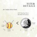 wholesale 925 Sterling Silver Softball Pendant Necklace with CZ Stones for Sports Lovers Gifts-0-3