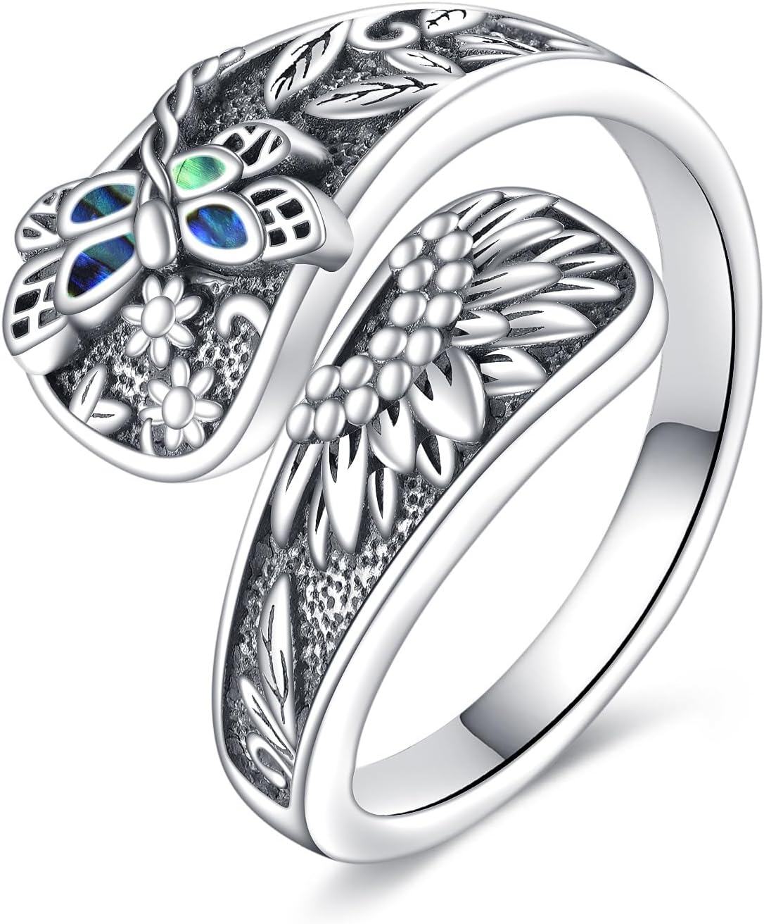  Sterling Silver Spoon Rings for Women Vintage Thumb Rings Jewelry -Dragonfly # 3