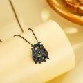 wholesale 925 Sterling Silver Black Bat Pendant with Green Stone and Red Eyes Necklace for Women Gifts-0-2