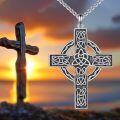 wholesale 925 Sterling Silver Celtic Knot Cross Pendant Necklace with Chain 24-0-4