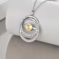 TOUPOP Sterling Silver Citrine Double Circle Pendant Necklace-0-4