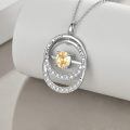 TOUPOP Sterling Silver Citrine Double Circle Pendant Necklace-0-4