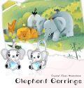 wholesale 925 Sterling Silver Elephant Heart Studs for Kids and Teens - Animal Themed Earings with Blue Stone Accents-0-5