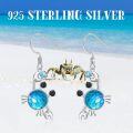 wholesale 925 Sterling Silver Blue Mermaid Scale Crab Drop Earrings for Women and Girls-0-5