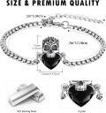 wholesale 925 Sterling Silver Black Crystal Heart Skull Charm Bracelet Adjustable Gothic s for Women and Men-0-4