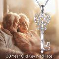 wholesale 925 Sterling Silver Heart-Shaped Key Pendant Necklaces for Women - 50th Anniversary Gift Ideas-0-2