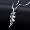 wholesale 925 Sterling Silver Turquoise Lightning Bolt Witch Skeleton Pendant Necklace-0-3
