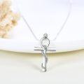 wholesale 925 Sterling Silver Cross with Green Crystal Snake Pendant Necklace for Women and Girls-0-2