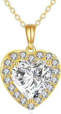 wholesale 14K Gold  Moissanite Heart Pendant Necklace - Elegant s for Her-2CT Heart Moissanite Necklace