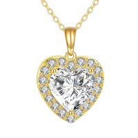 wholesale 14k Gold Heart Pendant Necklace Wholesale With Lab Diamond Center Stone-2CT Heart Moissanite Necklace