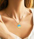 wholesale 18K Gold Plated Sterling Silver Synthetic Blue Turquoise Zodiac Necklace for Women-0-43