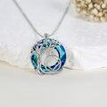 wholesale 925 Sterling Silver Tree of Life Necklace with Blue Crystal and AA/NAA Symbol Pendant for Women-0-2