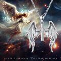 wholesale 925 Sterling Silver Angel Wing Cross Pendant Necklace with Cubic Zirconia for Men & Women-0-4
