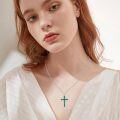 wholesale 925 Sterling Silver Cross with Green Stone and Black Onyx Religious Jewelry for Women Men-0-5