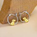 wholesale 925 Sterling Silver Gold Dog Charm Hoop Earrings for Women Girls  20mm Austrian Crystals-0-2