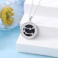 wholesale 925 Sterling Silver Round Zodiac Sign Constellation Pendant Necklace with Cubic Zirconia Stones and Chain for Women & Men-0-2
