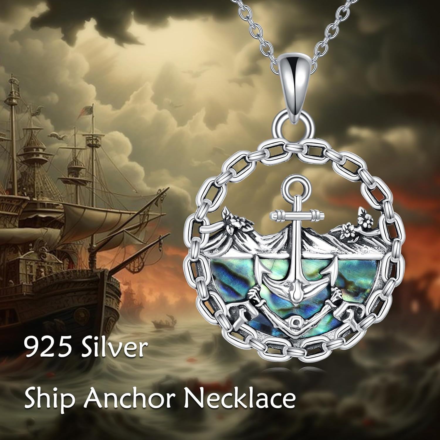 Sterling Silver Anchor Pendant Necklace Jewelry Gift for Women-0-4