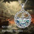 wholesale 925 Sterling Silver Abalone Shell Chain Anchor Pendant Necklace s for Women-0-4