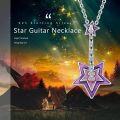 wholesale 925 Sterling Silver & Purple Stone Electric Guitar Star Pendant Necklace for Guitar Lovers-0-5