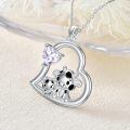 wholesale 925 Sterling Silver Mom Heart Shape Animal Pendant Necklaces for Women Girls Family Love Gift-0-23