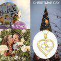 wholesale 14K Gold Double Heart CZ Pendant Necklace for Women-0-3