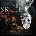 wholesale 925 Sterling Silver Gothic Spider Skull Pendant Necklace  Punk Skeleton Jewelry for Men & Women-0-4