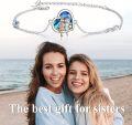 wholesale 925 Sterling Silver AOBOCO Sisters Bracelet with Abalone Shell and Blue Topaz s for Women-0-4