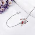 wholesale 925 Sterling Silver Cardinal Couple Bracelet With Red Gems-0-2