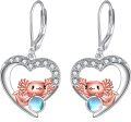 wholesale 925 Sterling Silver Axolotl Heart-Shaped Moonstone Drop Earrings for Women-0-0
