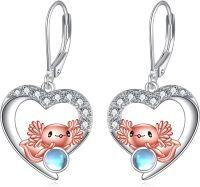 wholesale 925 Sterling Silver Axolotl Heart-Shaped Moonstone Drop Earrings for Women-E-Axolotl