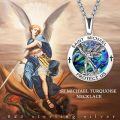 wholesale 925 Sterling Silver Saint Michael Archangel Abalone Shell Pendant Necklace-0-1