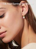 wholesale 14K Gold White Freshwater Pearl Diamond Drop Earrings for Women-0-2