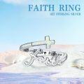 wholesale 925 Sterling Silver Abalone Turquoise Opal Adjustable Faith Cross Ring for Women-0-2